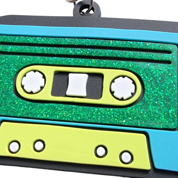 Cassette Tape Keychain Green Blue Black Glitter Retro 80s Funky Gift Teen Ustyle - Picture 2 of 4